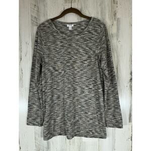 Pure Jill Top Size Large Brown Space Dye‎ 100% Cotton Long Sleeve Soft Casual